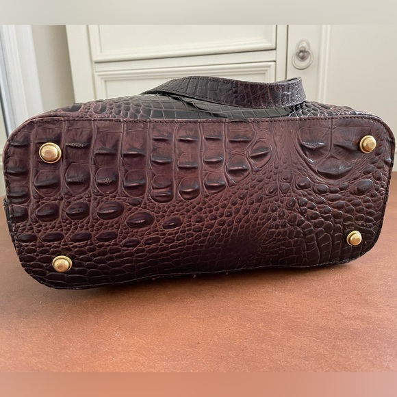 Brahmin EUC leather shoulder tote bag in brown and black with gold tone hardware - Picture 7 of 16